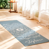 Palmboom Seashell Mandala Monogram Blauw Strand Yogamat