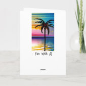 Palmboom silhouet en zonsondergang | JUBILEUM Kaart (Achterkant)