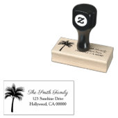 Palmboom silhouet & familienaam 	rubberstempel (Gestempeld)