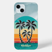 palmboom silhouet strand zonsondergang monogram Case-Mate iPhone case (Achterkant)