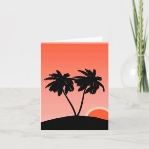 Palmboom Silhouette tegen zonsondergang Oranje Kaart