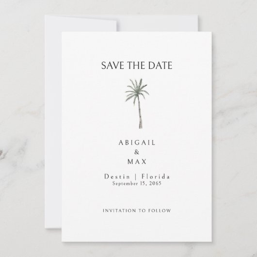 Palmboom Sla de datum op Save The Date (Voorkant)