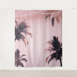 Palmboom Slingerlichten Roze Fotografie Achtergron Wandkleed
