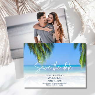 Palmboom strand bestemmingshuwelijk save the date