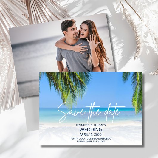 Palmboom strand bestemmingshuwelijk  save the date