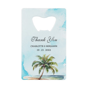 Palmboom Strand Bruiloft Geschenk Kredietkaart Flessenopener