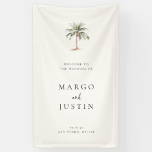 Palmboom Strand Bruiloft Welkom Spandoek