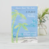 Palmboom - Strand Save the Date kaarten (Staand voorkant)