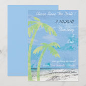 Palmboom - Strand Save the Date kaarten (Voorkant / Achterkant)