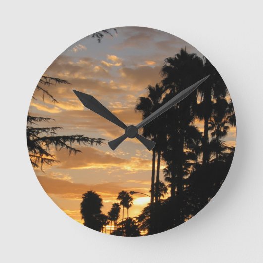 Palmboom Sunset Wall Clock Ronde Klok (Voorkant)