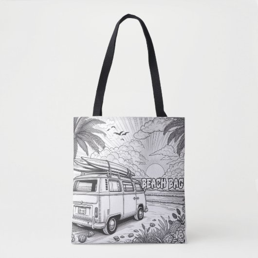 Palmboom Surf Escape Kleuren Draagtas (Voorkant)