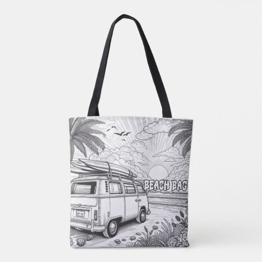 Palmboom Surf Escape Kleuren Draagtas (Achterkant)