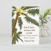 Palmboom Tropical Beach Destination Wedination Kaart (Staand voorkant)