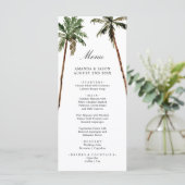 Palmboom Tropical Island Minimale strand Wedding Menu (Staand voorkant)