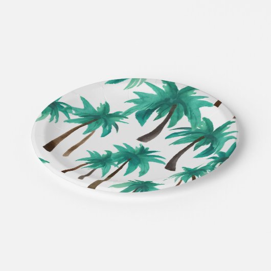 Palmboom Tropisch Aquarel Papieren Bordje (Gekanteld)