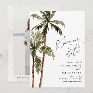 Palmboom Tropisch Eiland Minimalistisch Strand Red Save The Date