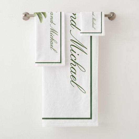 Palmboom  Tropisch Elegant Paar Bad Handdoek (Insitu)