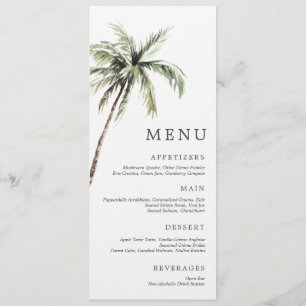 Palmboom Tropisch   Minimaal Trouwserifmenu Kaart