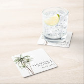 Palmboom Tropisch | Minimale bruiloft Vierkante Kartonnen Onderzetter (Insitu)