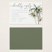 Palmboom Tropisch | Minimale RSVP-weddenschap Visitekaartje (Voorkant /achterkant)