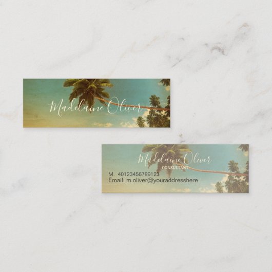  palmboom Tropisch strand Elegant Mini Mini Visitekaartje (Voorkant / Achterkant)