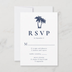 Palmboom Tropisch Strand Navy  RSVP Kaartje
