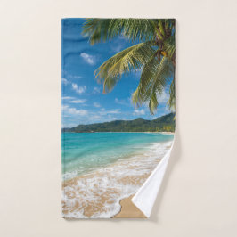 Palmboom Tropisch Strand Oceaan Handdoek