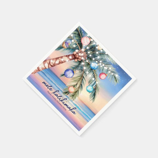 Palmboom Tropisch strand Zonsondergang Kerstmis Servet (Hoek)