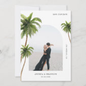 Palmboom Tropische Boog Foto Bestemming Trouwen Save The Date (Voorkant)