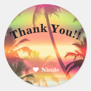 Palmboom Tropische Hitte Strandfeest Luau Cadeautj Ronde Sticker