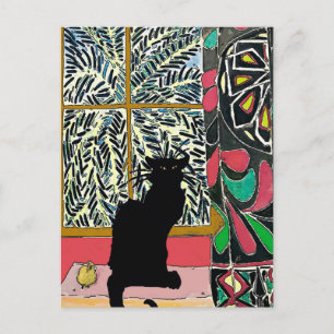 Palmboom Venster met Zwarte Kat Briefkaart