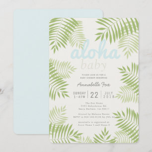 Palmboom verlaat Aloha Baby shower Invitation Kaart