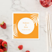 Palmboom verlaat Oranje kunst Tropische Cool Weddi Servet (Insitu)