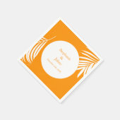 Palmboom verlaat Oranje kunst Tropische Cool Weddi Servet (Hoek)