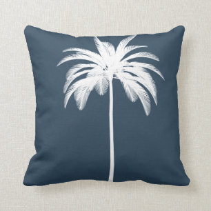 palmboom White Blue Tropical Elegant Kussen