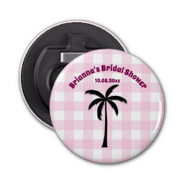 Palmboom Wit Roze Geruit Vrijgezellenfeest Button Flesopener