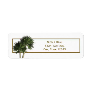 Palmboom Witte & Gouden Elegante Adreslabels Etiket