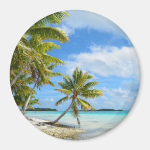 Palmboom, witte zandstrand rond magnet magneet