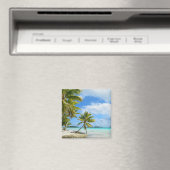 Palmboom witte zandstrandmagneet magneet (Insitu (Vaatwasser))