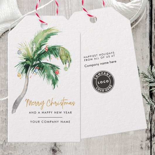 Palmboom Zakelijk Logo Kerstvakantie Cadeaulabel