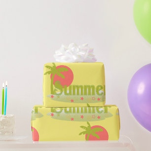 Palmboom zomer met zon en strand cadeaupapier