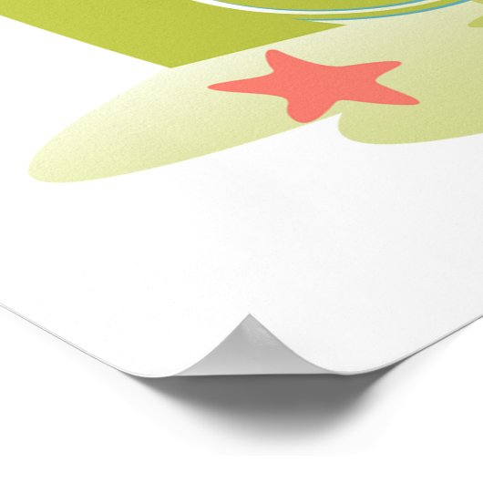 Palmboom zomer met zon en strand poster (Hoek)