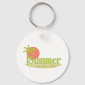 Palmboom zomer met zon en strand sleutelhanger (Achterkant)