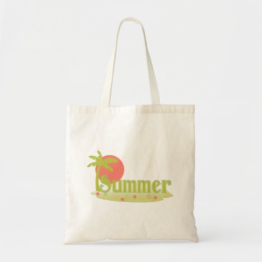 Palmboom zomer met zon en strand tote bag (Voorkant)