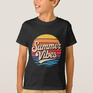 Palmboom Zomerstemming Retro Surfer Zonsondergang T-shirt