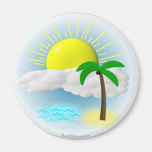 Palmboom, zon en strand magneet