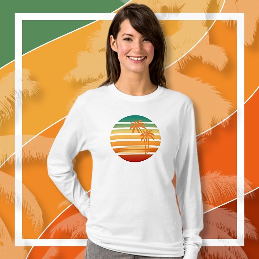 Palmboom Zon Lange Mouw T-shirt