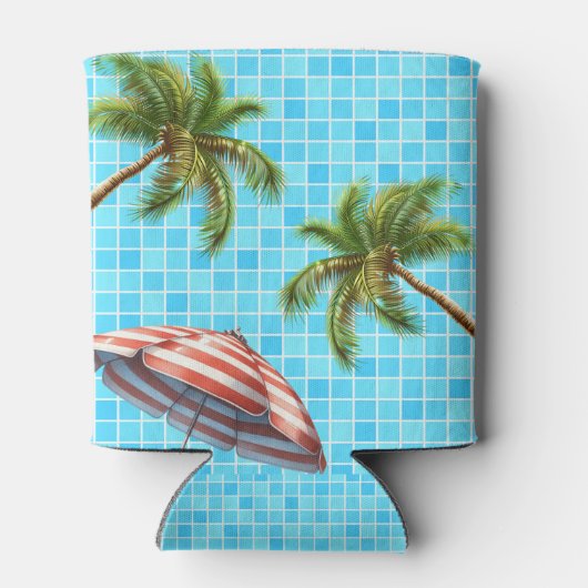 Palmboom Zon Paraplu Zomer Blikjeskoeler (Achterkant)