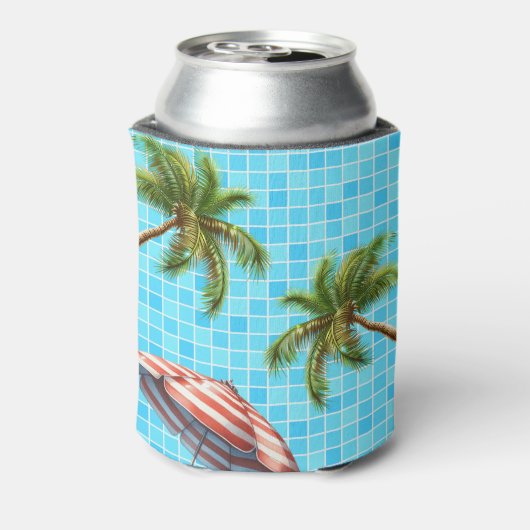 Palmboom Zon Paraplu Zomer Blikjeskoeler (Blikje Achterkant)