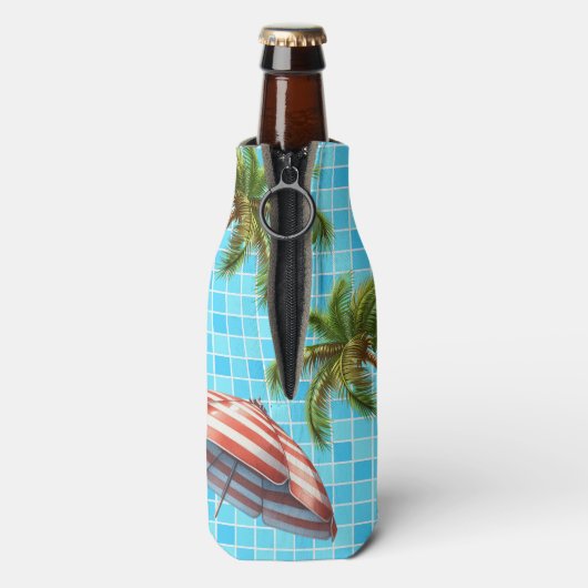 Palmboom Zon Paraplu Zomer Flesjeskoeler (Fles Achterkant)